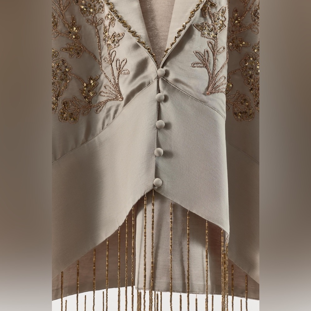 Zara Limited Edition Embroidered Beaded Kimono with Fringe (xs-s) runs large - Picture 3 of 13